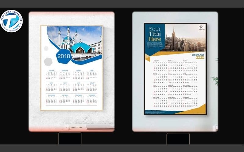 Bố cục thiết kế lịch treo tường 1 tờ